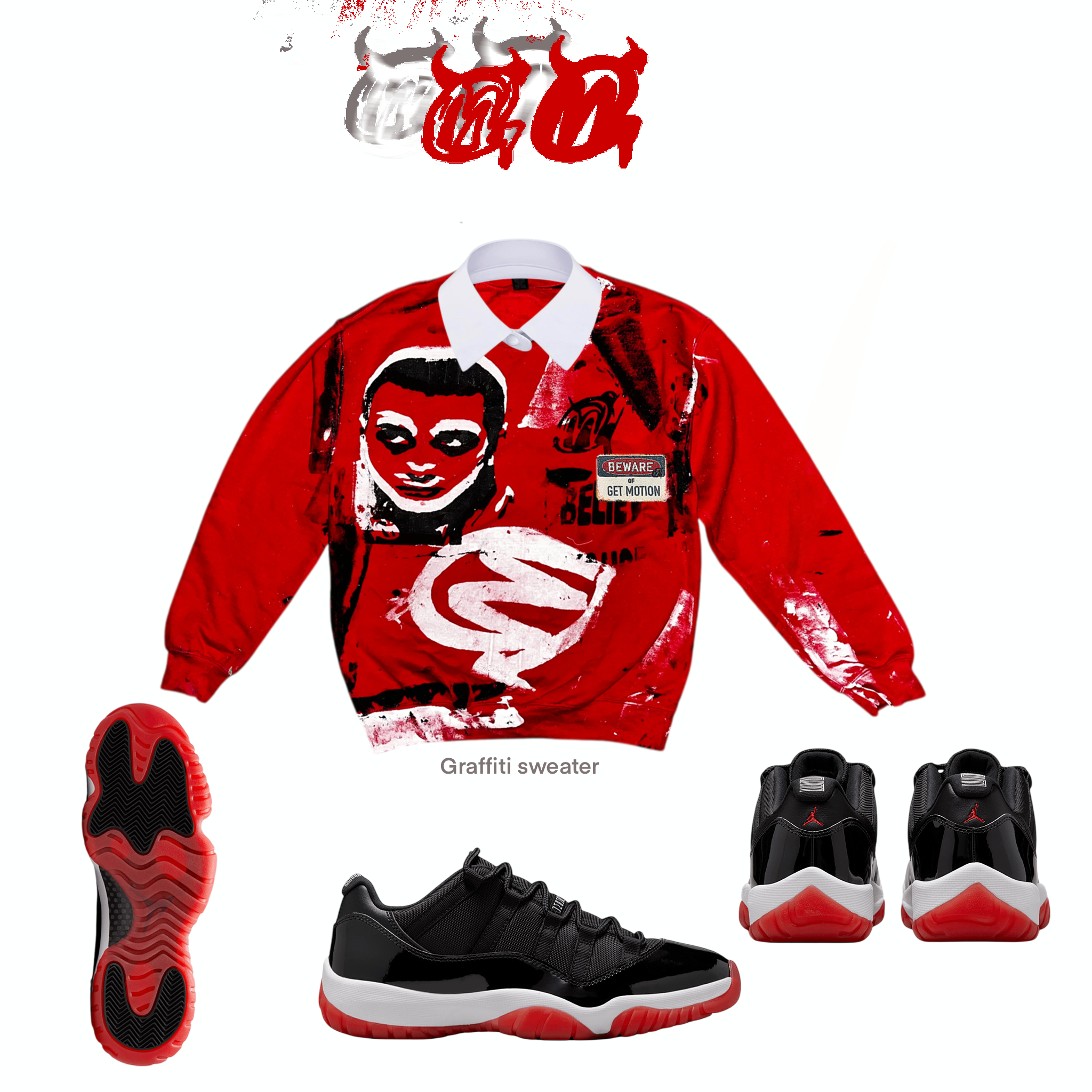Varsity 11s graffiti sweater
